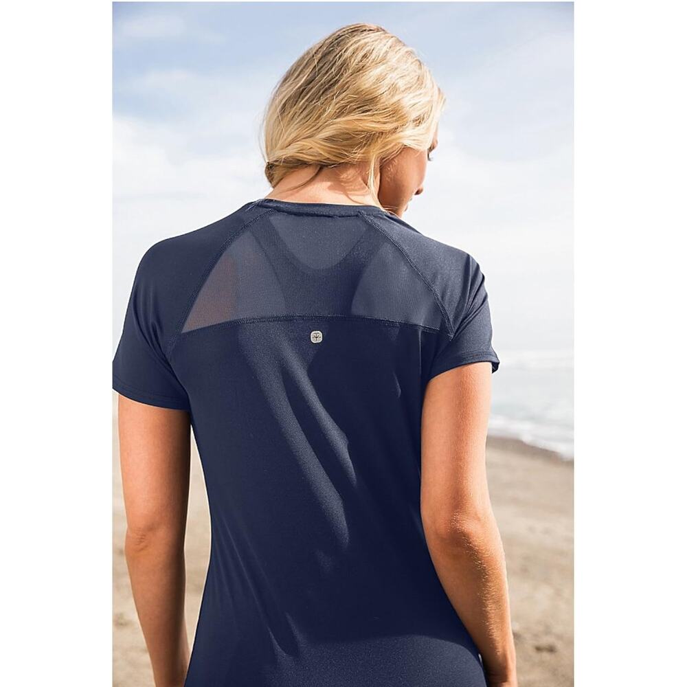 Soybu Navy Blue Athletic Tee Women’s Medium Moisture Wicking Workout Top NEW